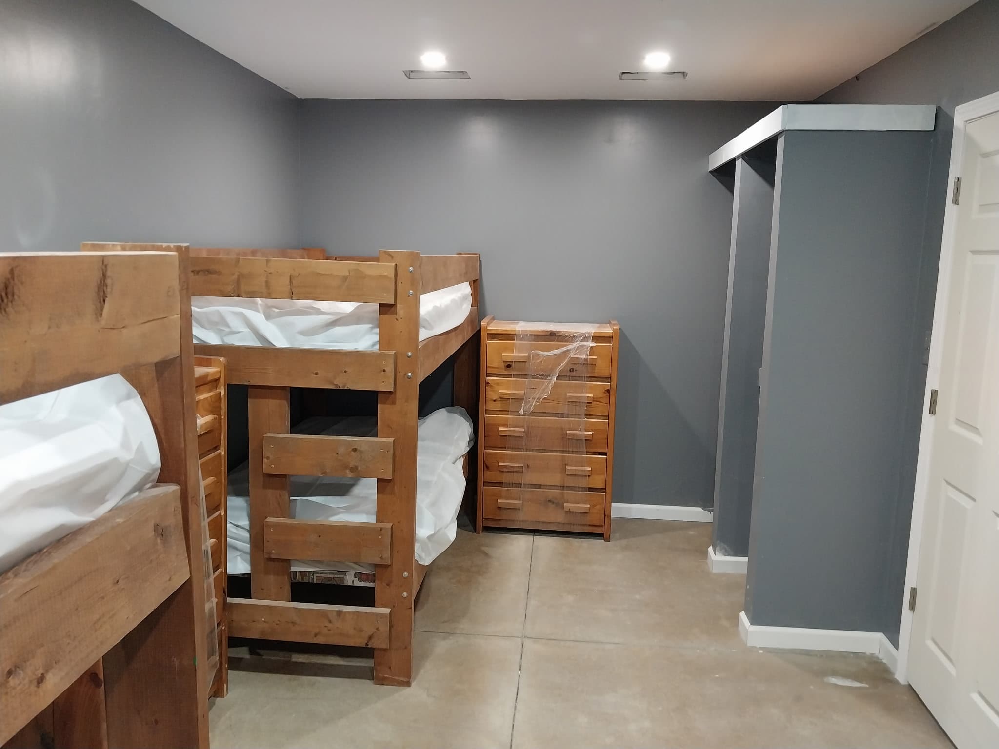 Freshly finished interior room at Camp Legacy